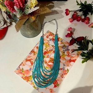 Blue Multistrand Seed Necklace